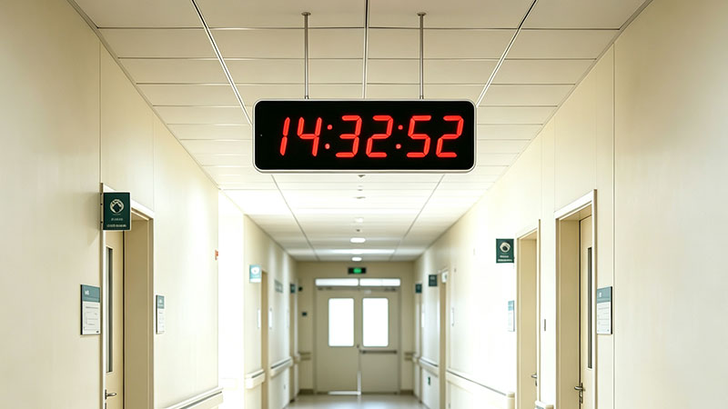 Hospital clock system at a nurses station
