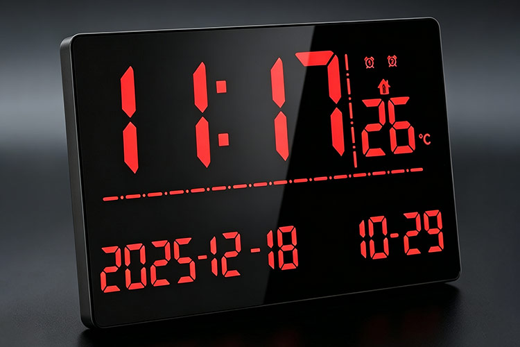 Synchronized digital clock display installed in a corridor - HC Electronics