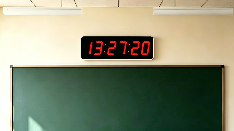 School clock system in a classroom