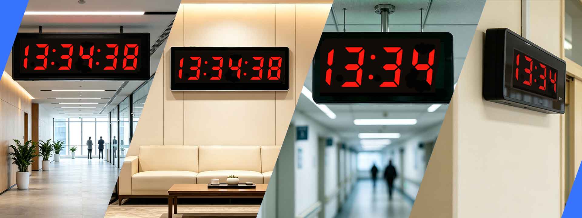Synchronized digital clocks installed across a facility