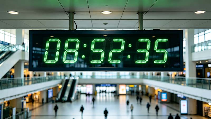 Transportation facility clock in a terminal