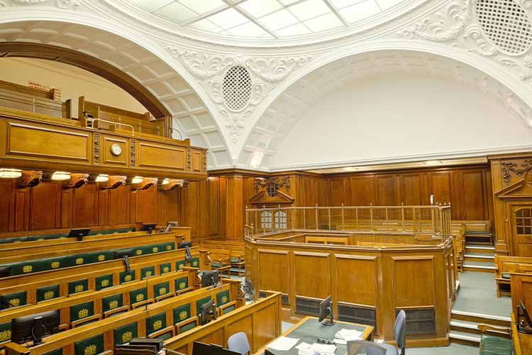 Courtroom clock system with synchronized clock server